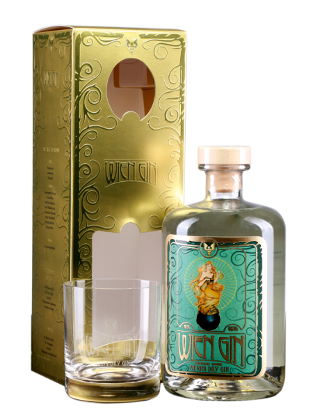 Wien Gin mit Glas im Geschenkkarton